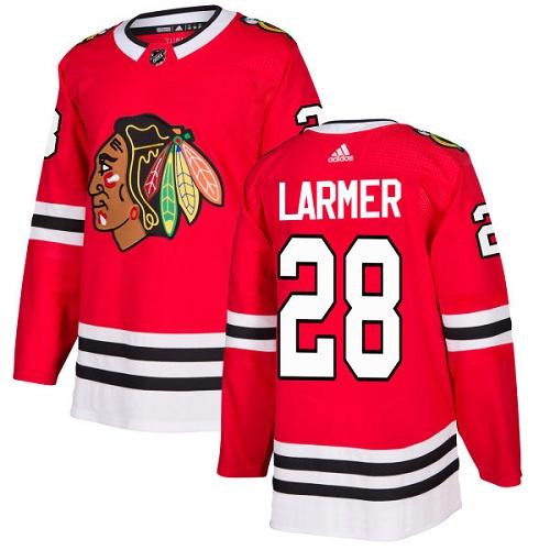 Adidas Men Chicago Blackhawks 28 Steve Larmer Red Home Authentic Stitched NHL Jersey